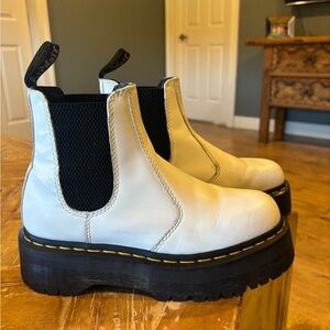 Dr. Martens White Platform Ankle Boots